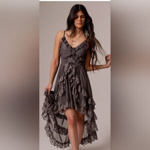 Gray Lace Ruffle Sundress - Women Dresses